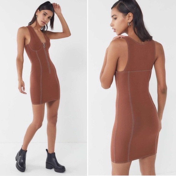 Urban Outfitters Chandler Zip-Front Bodycon Dress - Picture 2 of 13